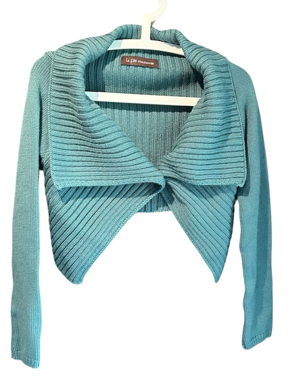La Fée Maraboutée Teal Ribbed Knit Top